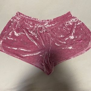 PINK, pink velvet shorts